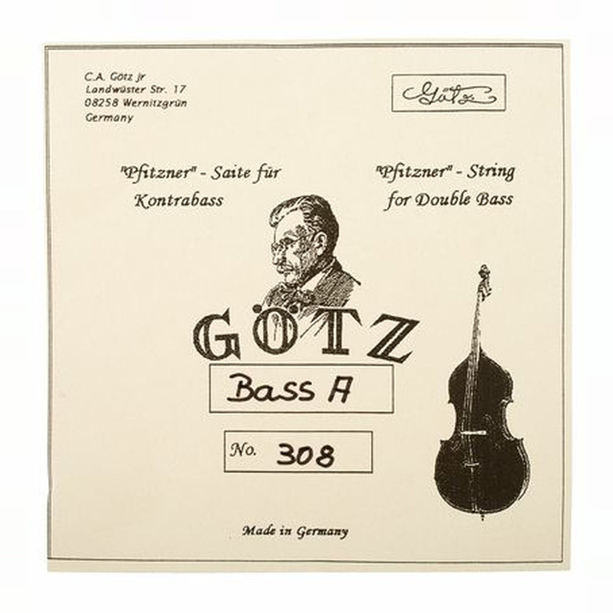 Pfitzner Bass String A 308, Gut, Plain, A308-Pfitzner