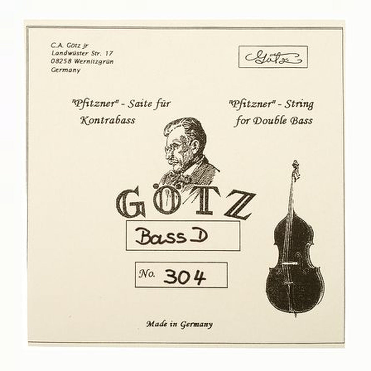 Pfitzner Bass String D 304, Gut, 3/4, D304-Pfitzner
