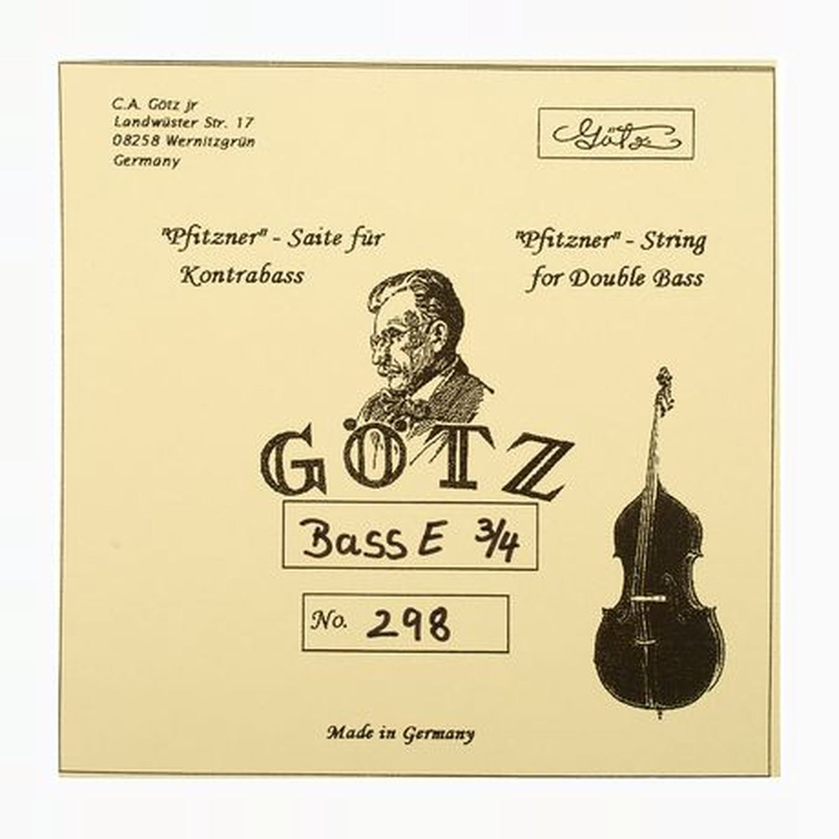 Pfitzner E-String for Double Bass, Gut, Silver Wound, E298-PFITZNER