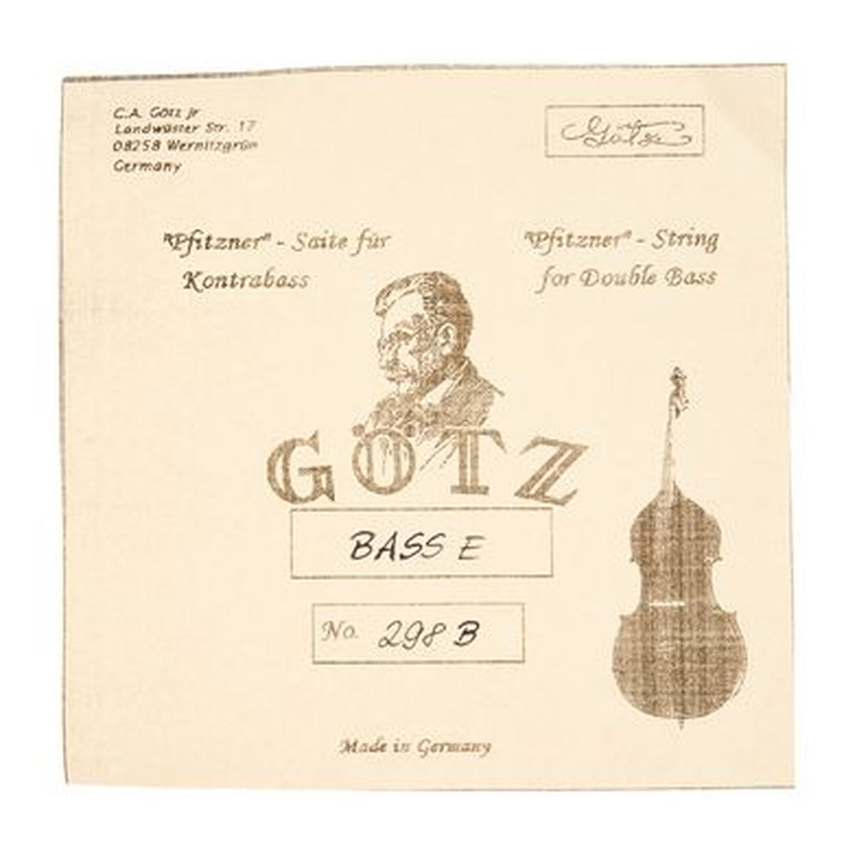 Bass-Saite Pfitzner E 298B, Darm, blank, E298B-Pfitzner