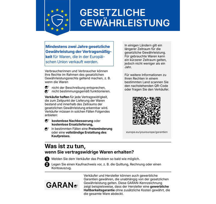 EU-Gewährleistungsmitteilung // gesetzliche Gewährleistung (Deutsch)