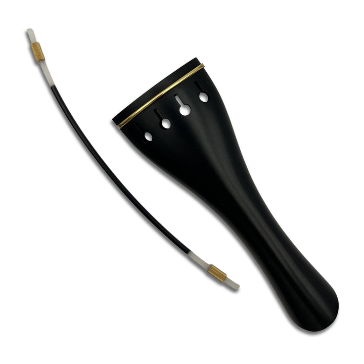 Saitenhalter für Violine, Ebenholz, Tulpenform, Goldreif, 112 mm, ZA-351E-112