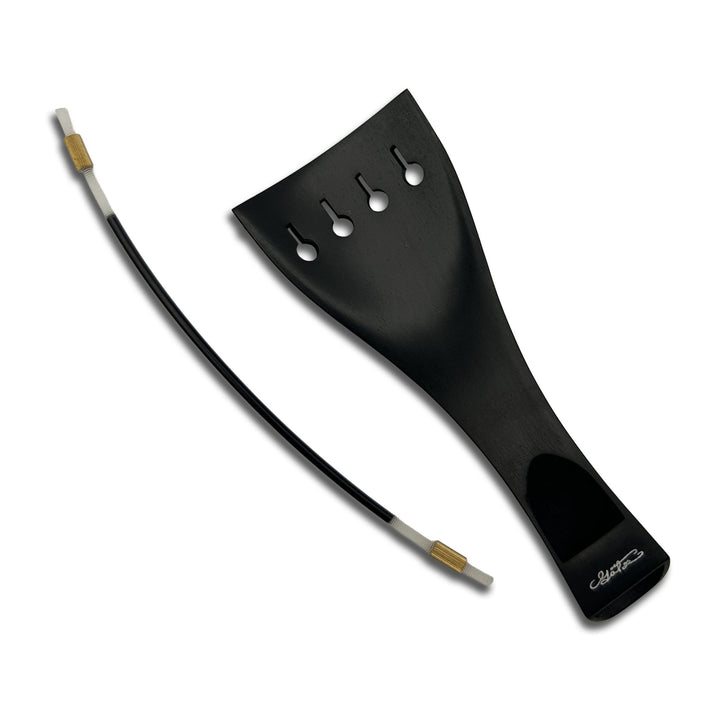 Saitenhalter für Violine, Ebenholz, Tulpenform, Goldreif, 112 mm, ZA-351E-112