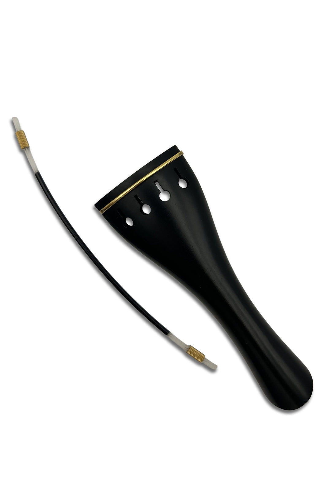 Saitenhalter für Violine, Ebenholz, Tulpenform, Goldreif, 112 mm, ZA-351E-112