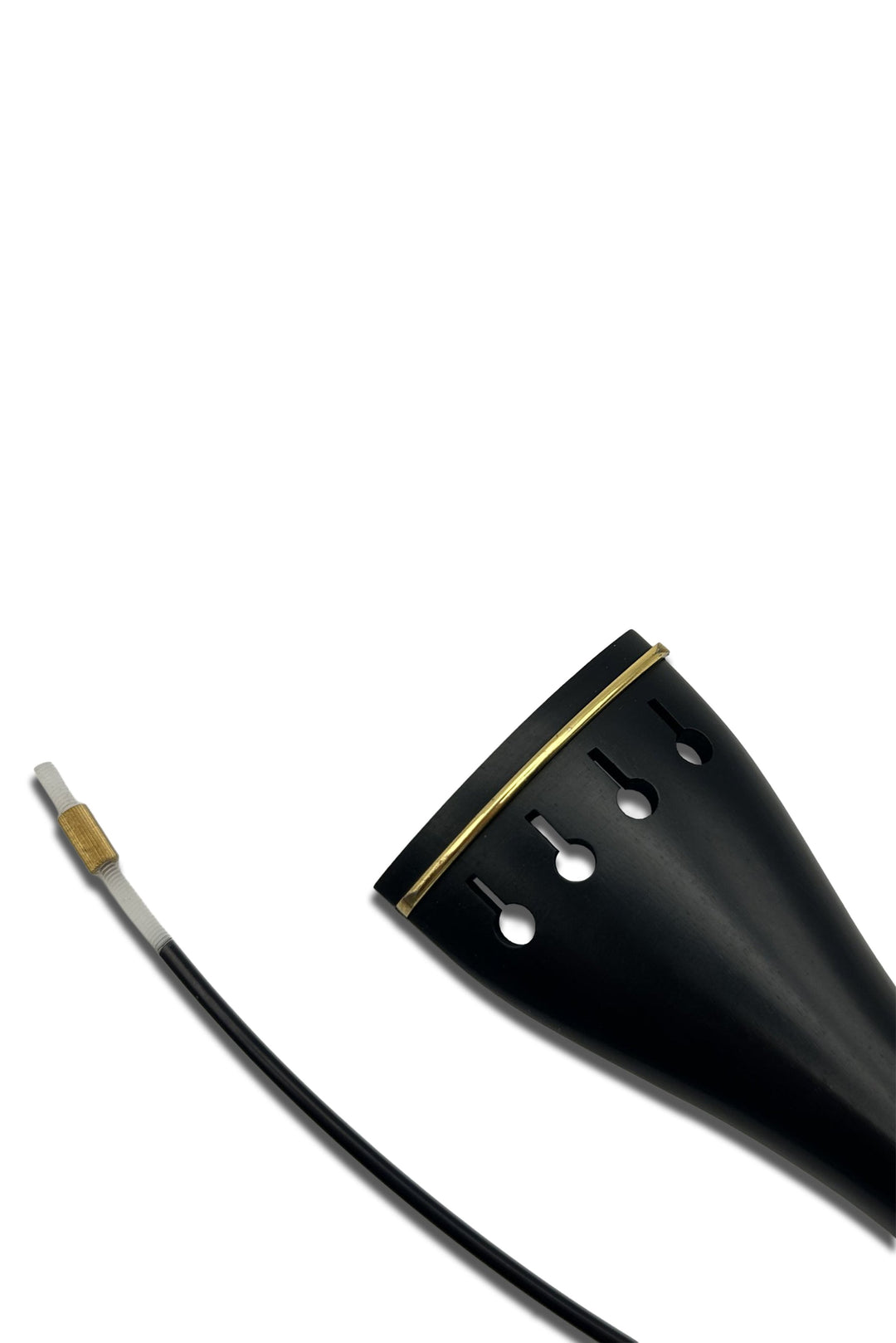 Saitenhalter für Violine, Ebenholz, Tulpenform, Goldreif, 112 mm, ZA-351E-112
