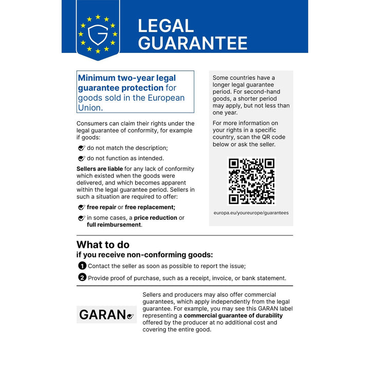 EU legal guarantee notice // statutory guarantee (English)