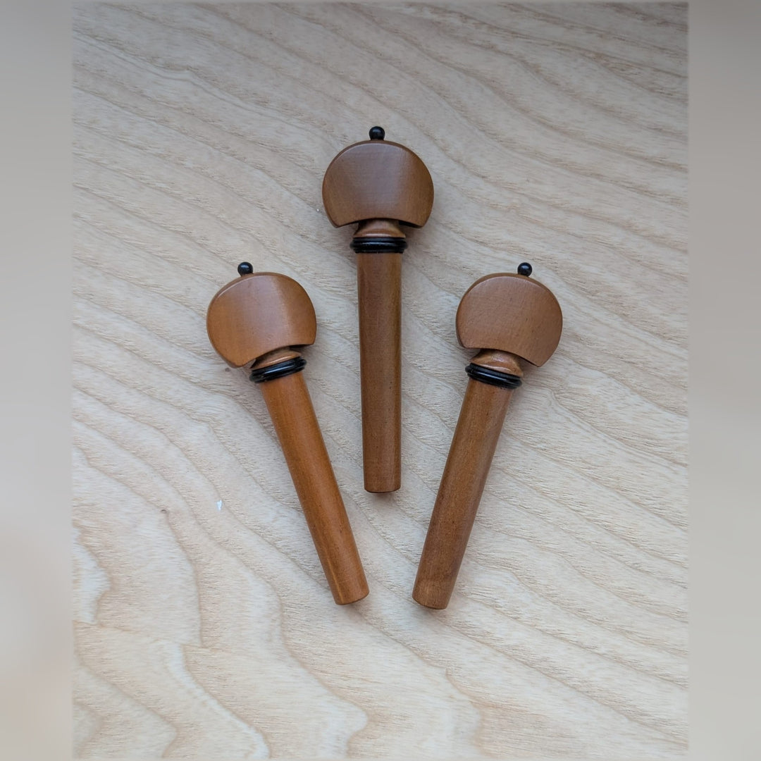 Wirbel für Viola, Englisches Modell, Buchsbaum, schwarzer Knopf und Ring, ZW-V965