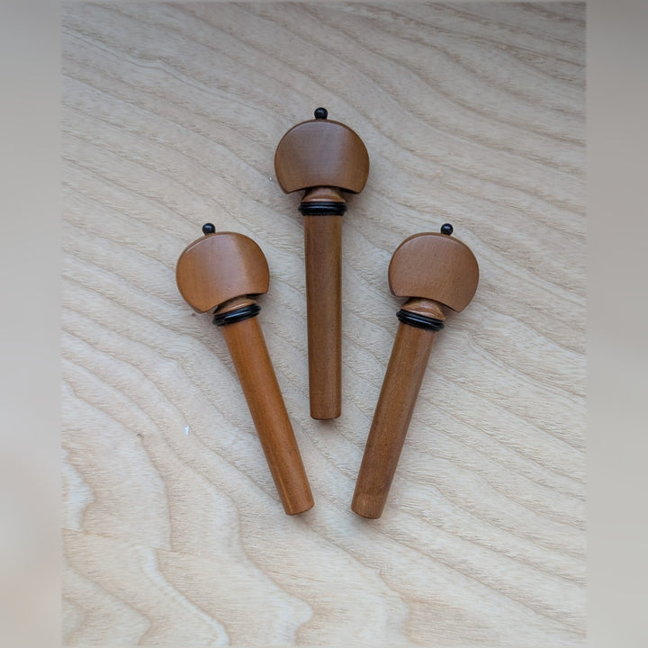 Wirbel für Viola, Englisches Modell, Buchsbaum, schwarzer Knopf und Ring, ZW-V965